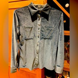 Brand new never worn  Women’s small blue velvet button down blouse.